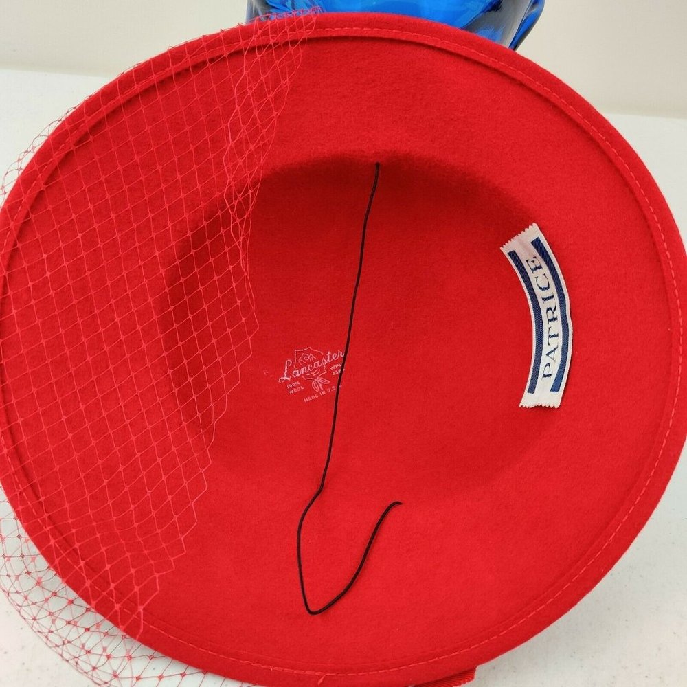 Lancaster Red Wool With Feather And Net Hat By Pa… - image 4